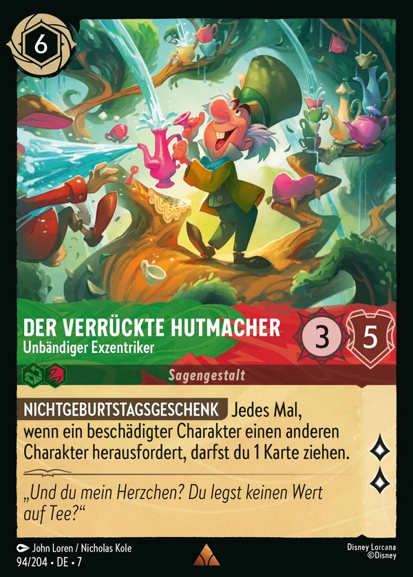 Der verrückte Hutmacher - Unbändiger Exzentriker — Disney Lorcana Charakter card from Archazia's Island