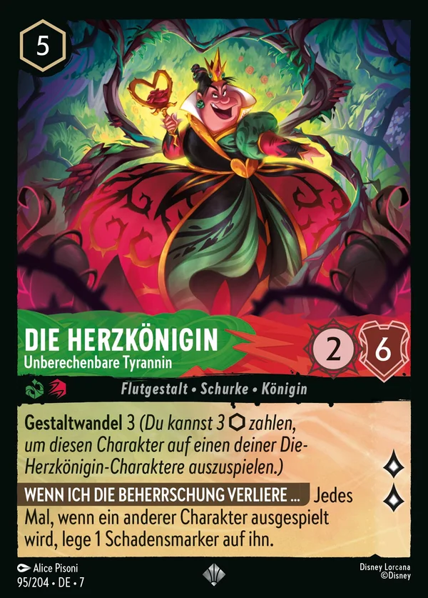Die Herzkönigin - Unberechenbare Tyrannin — Disney Lorcana Charakter card from Archazia's Island