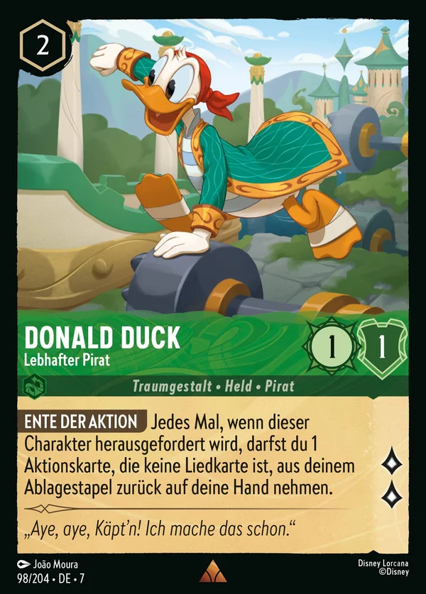 Donald Duck - Lebhafter Pirat — Disney Lorcana Charakter card from Archazia's Island