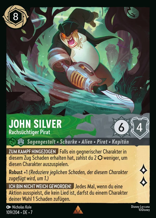 John Silver - Rachsüchtiger Pirat — Disney Lorcana Charakter card from Archazia's Island