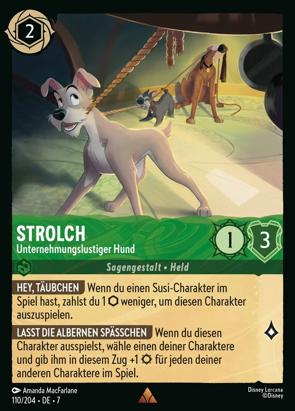 Strolch - Unternehmungslustiger Hund — Disney Lorcana Charakter card from Archazia's Island