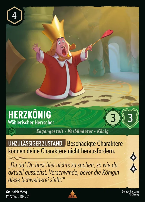 Herzkönig - Wählerischer Herrscher — Disney Lorcana Charakter card from Archazia's Island