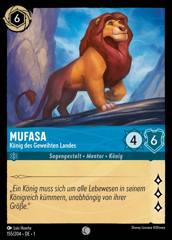 Mufasa - König des Geweihten Landes — Disney Lorcana Charakter card from The First Chapter