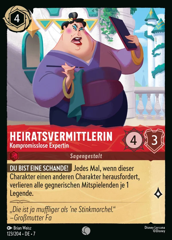 Heiratsvermittlerin - Kompromisslose Expertin — Disney Lorcana Charakter card from Archazia's Island
