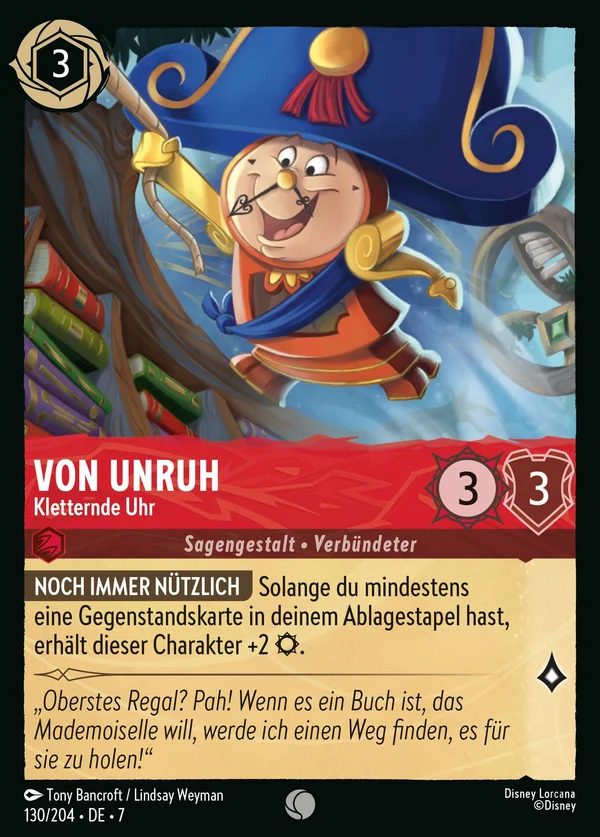 Von Unruh - Kletternde Uhr — Disney Lorcana Charakter card from Archazia's Island