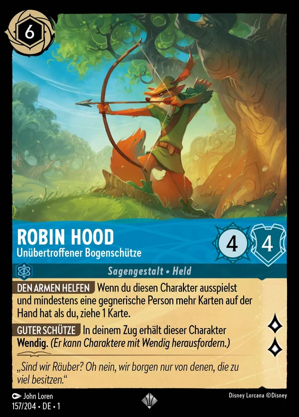 Robin Hood - Unübertroffener Bogenschütze — Disney Lorcana Charakter card from The First Chapter