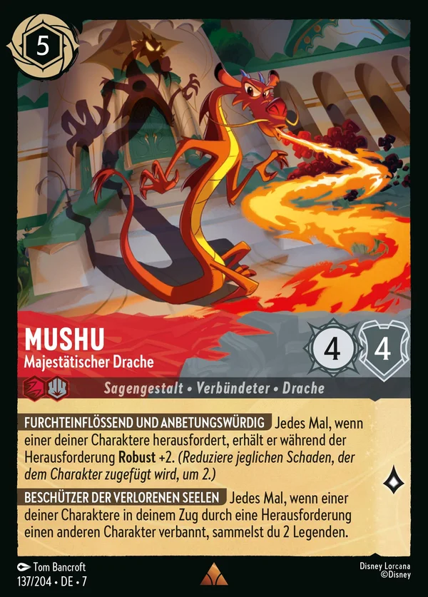 Mushu - Majestätischer Drache — Disney Lorcana Charakter card from Archazia's Island