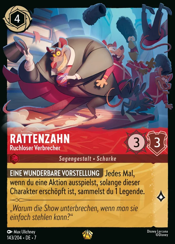 Rattenzahn - Ruchloser Verbrecher — Disney Lorcana Charakter card from Archazia's Island