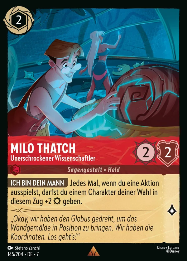 Milo Thatch - Unerschrockener Wissenschaftler — Disney Lorcana Charakter card from Archazia's Island