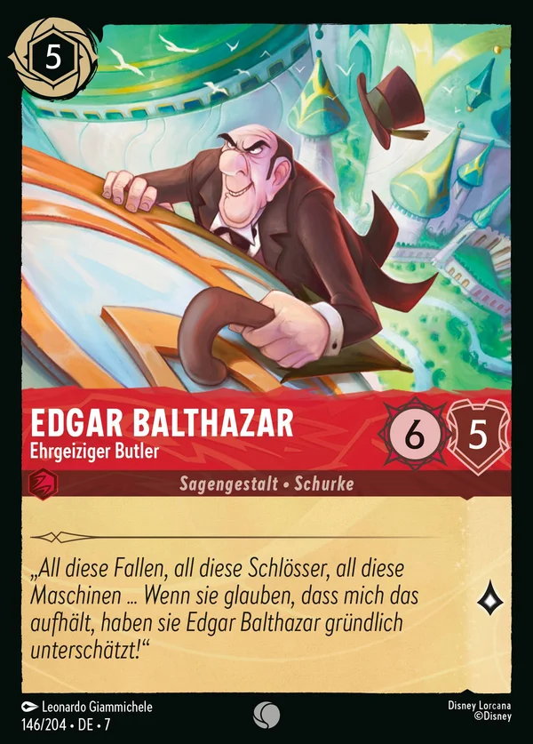Edgar Balthazar - Ehrgeiziger Butler — Disney Lorcana Charakter card from Archazia's Island