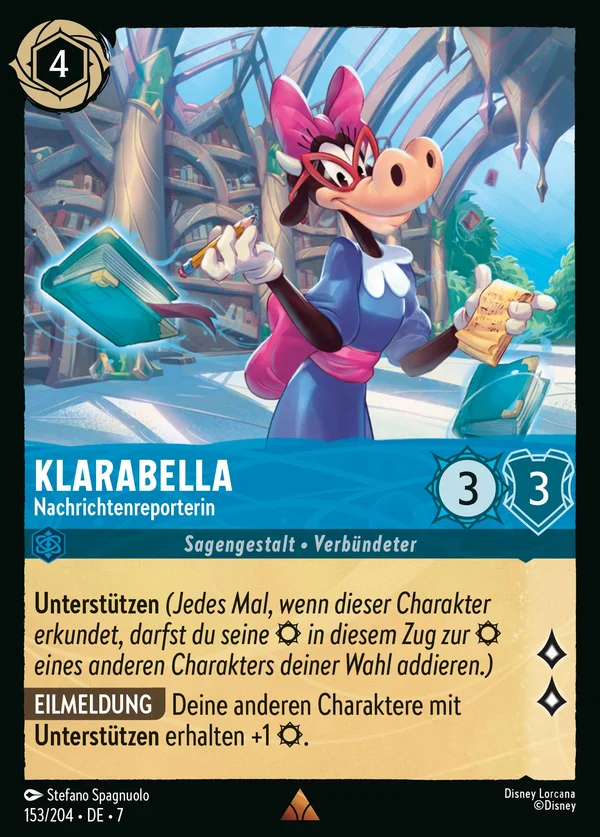 Klarabella - Nachrichtenreporterin — Disney Lorcana Charakter card from Archazia's Island