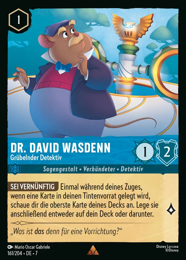 Dr. David Wasdenn - Grübelnder Detektiv — Disney Lorcana Charakter card from Archazia's Island