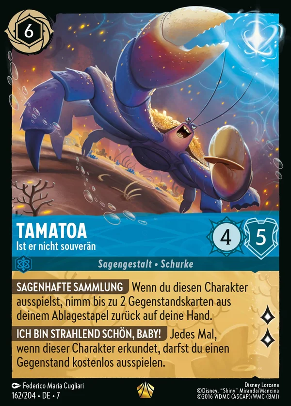Tamatoa - Ist er nicht souverän — Disney Lorcana Charakter card from Archazia's Island