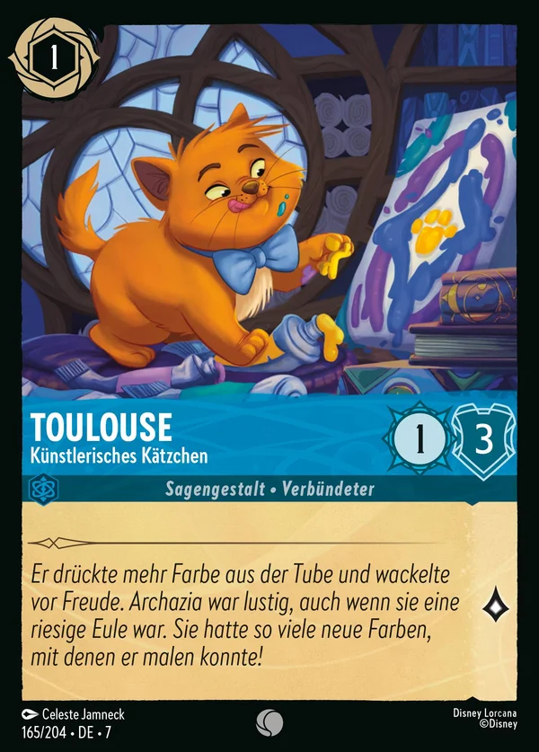 Toulouse - Künstlerisches Kätzchen — Disney Lorcana Charakter card from Archazia's Island