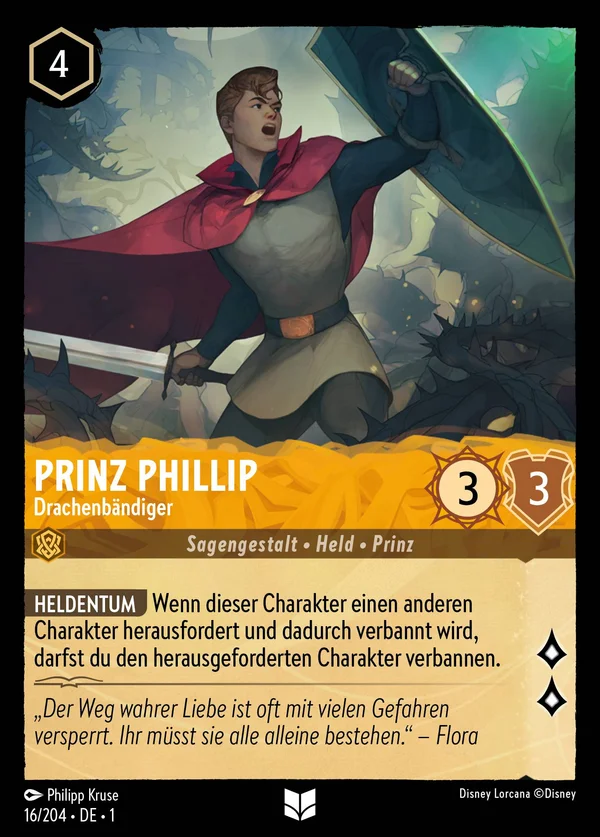 Prinz Phillip - Drachenbändiger — Disney Lorcana Charakter card from The First Chapter