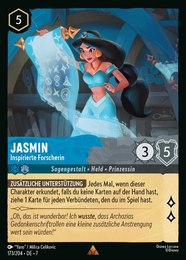 Jasmin - Inspirierte Forscherin — Disney Lorcana Charakter card from Archazia's Island