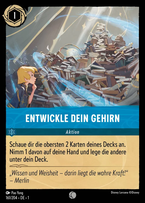 Entwickle dein Gehirn — Disney Lorcana Aktion card from The First Chapter