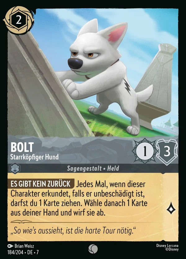 Bolt - Starrköpfiger Hund — Disney Lorcana Charakter card from Archazia's Island