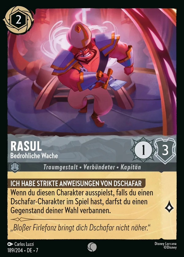 Rasul - Bedrohliche Wache — Disney Lorcana Charakter card from Archazia's Island