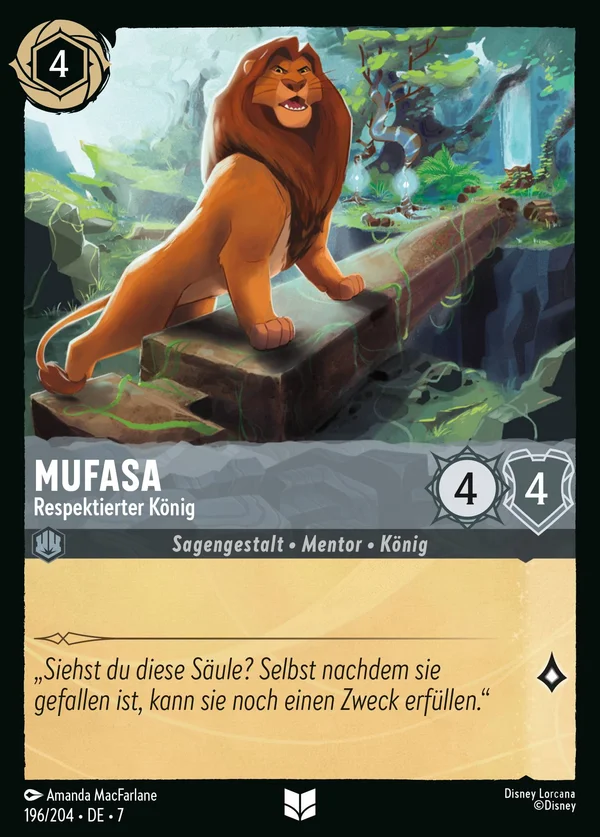 Mufasa - Respektierter König — Disney Lorcana Charakter card from Archazia's Island
