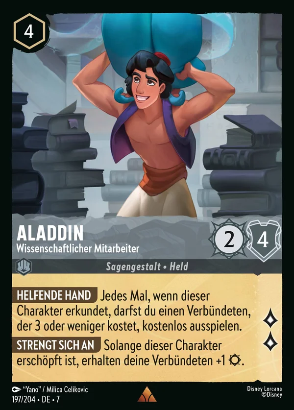 Aladdin - Wissenschaftlicher Mitarbeiter — Disney Lorcana Charakter card from Archazia's Island