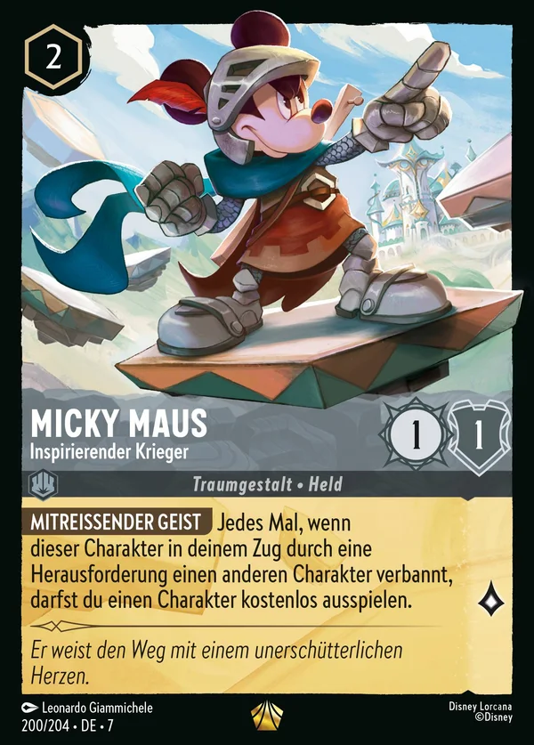 Micky Maus - Inspirierender Krieger — Disney Lorcana Charakter card from Archazia's Island