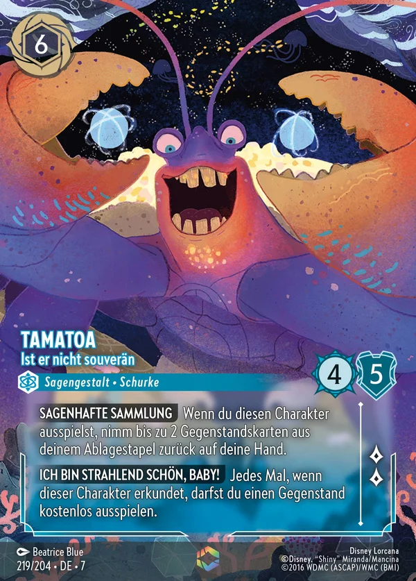 Tamatoa - Ist er nicht souverän — Disney Lorcana Charakter card from Archazia's Island
