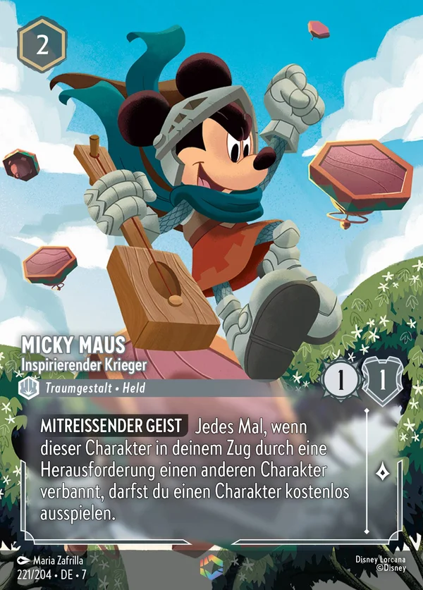 Micky Maus - Inspirierender Krieger — Disney Lorcana Charakter card from Archazia's Island