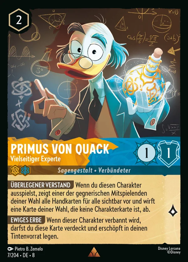 Primus von Quack - Vielseitiger Experte — Disney Lorcana Charakter card from The Reign of Jafar