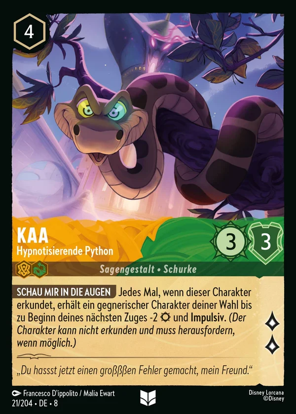 Kaa - Hypnotisierende Python — Disney Lorcana Charakter card from The Reign of Jafar