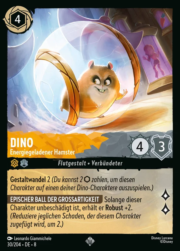 Dino - Energiegeladener Hamster — Disney Lorcana Charakter card from The Reign of Jafar