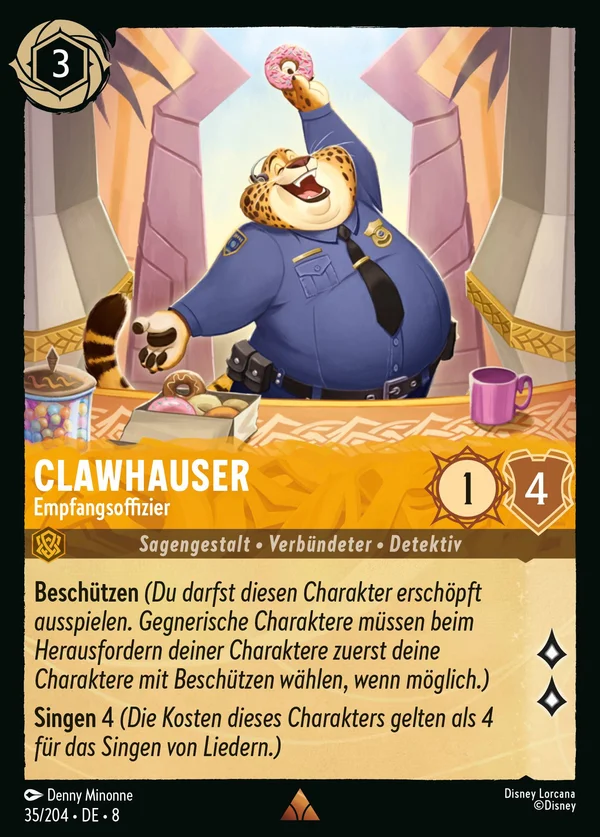 Clawhauser - Empfangsoffizier — Disney Lorcana Charakter card from The Reign of Jafar