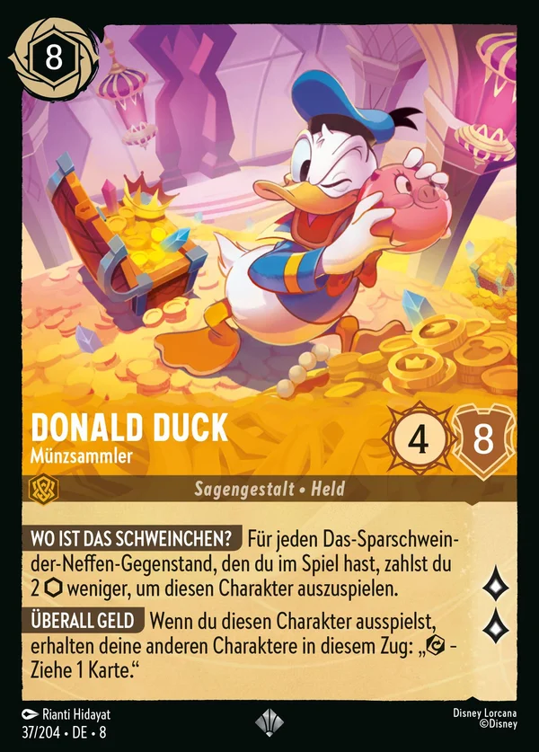Donald Duck - Münzsammler — Disney Lorcana Charakter card from The Reign of Jafar
