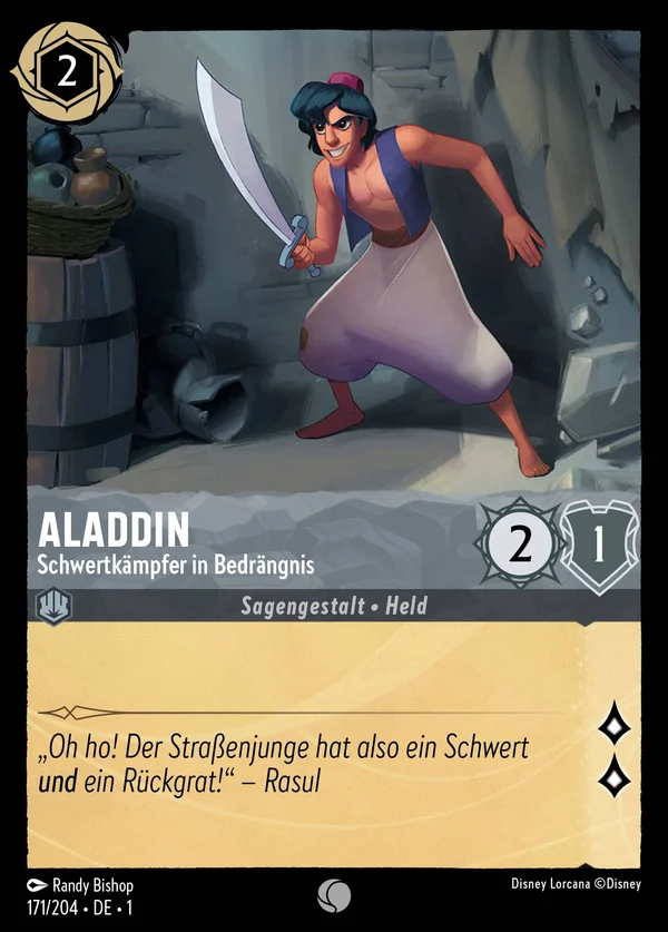Aladdin - Schwertkämpfer in Bedrängnis — Disney Lorcana Charakter card from The First Chapter