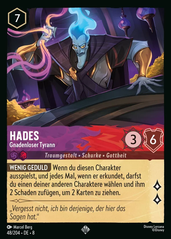Hades - Gnadenloser Tyrann — Disney Lorcana Charakter card from The Reign of Jafar