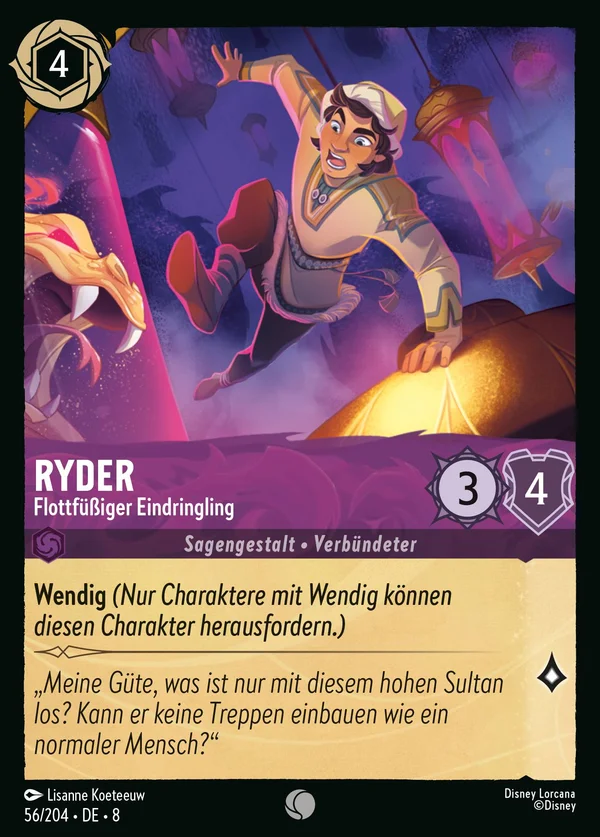 Ryder - Flottfüßiger Eindringling — Disney Lorcana Charakter card from The Reign of Jafar