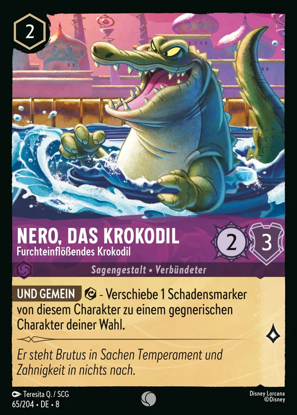 Nero, das Krokodil - Furchteinflößendes Krokodil — Disney Lorcana Charakter card from The Reign of Jafar