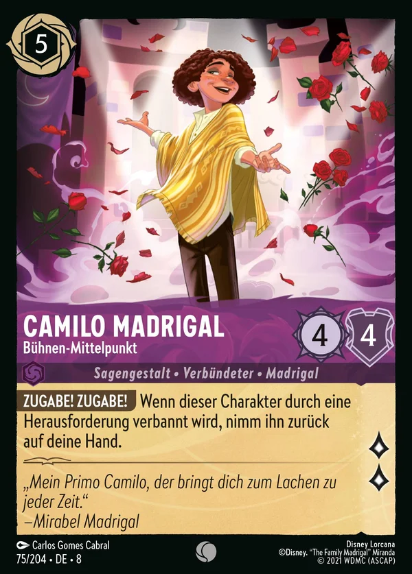 Camilo Madrigal - Bühnen-Mittelpunkt — Disney Lorcana Charakter card from The Reign of Jafar
