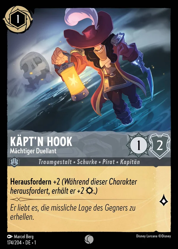 Käpt'n Hook - Mächtiger Duellant — Disney Lorcana Charakter card from The First Chapter