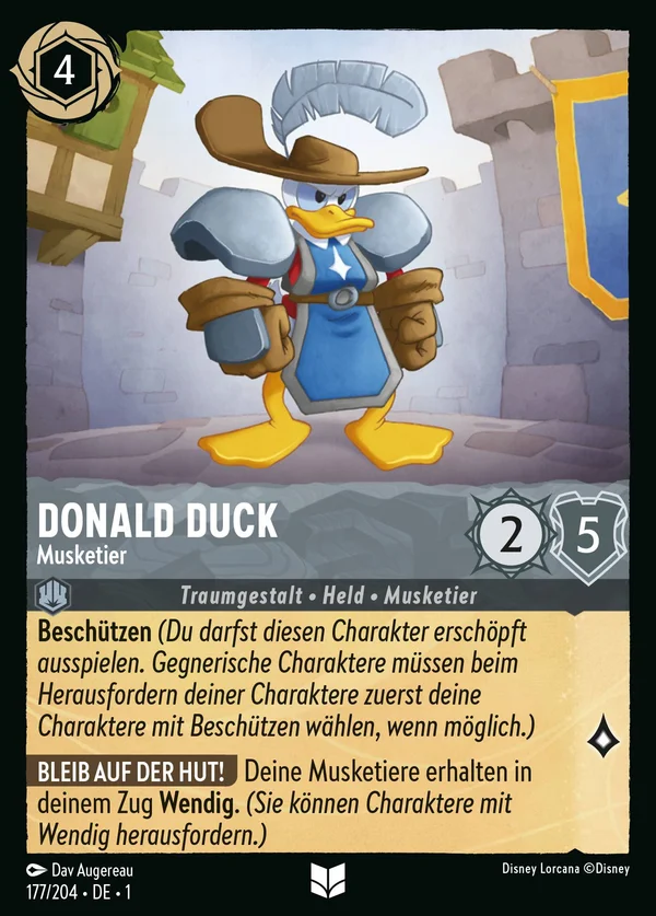 Donald Duck - Musketier — Disney Lorcana Charakter card from The First Chapter
