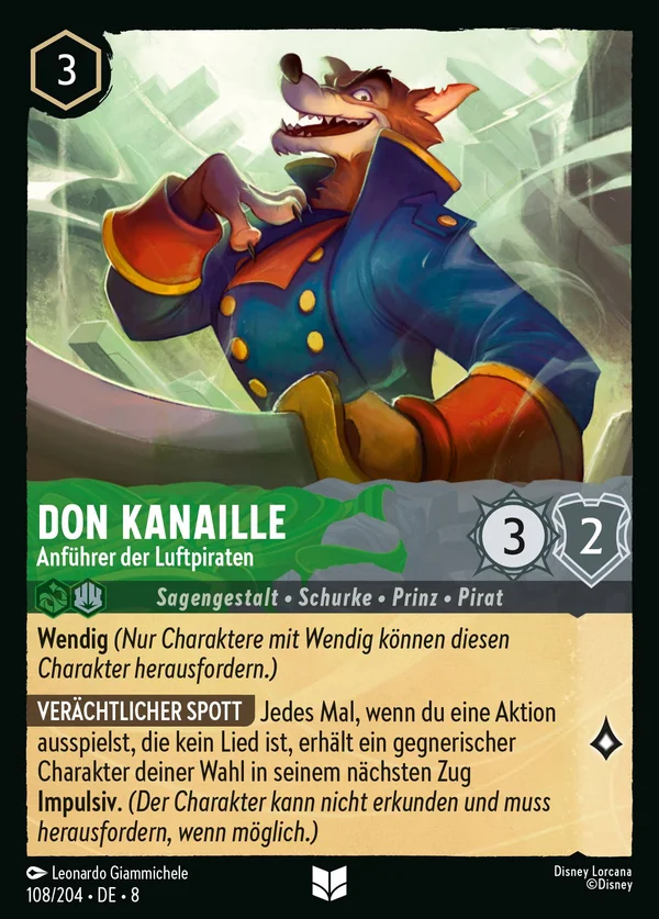 Don Kanaille - Anführer der Luftpiraten — Disney Lorcana Charakter card from The Reign of Jafar