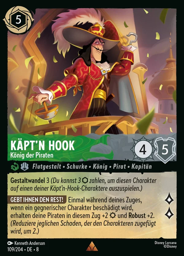 Käpt'n Hook - König der Piraten — Disney Lorcana Charakter card from The Reign of Jafar