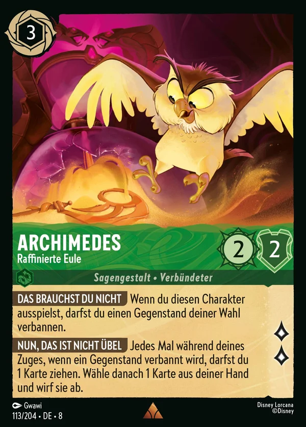 Archimedes - Raffinierte Eule — Disney Lorcana Charakter card from The Reign of Jafar