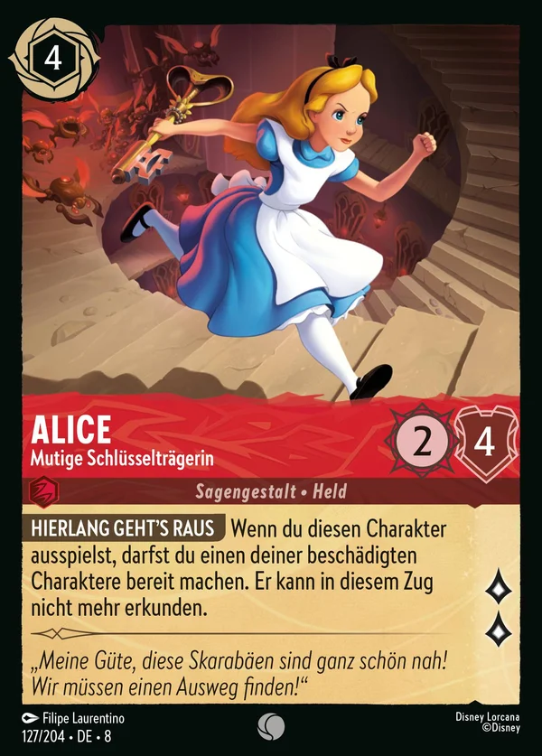 Alice - Mutige Schlüsselträgerin — Disney Lorcana Charakter card from The Reign of Jafar