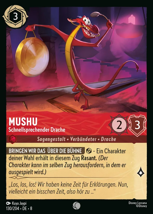 Mushu - Schnellsprechender Drache — Disney Lorcana Charakter card from The Reign of Jafar