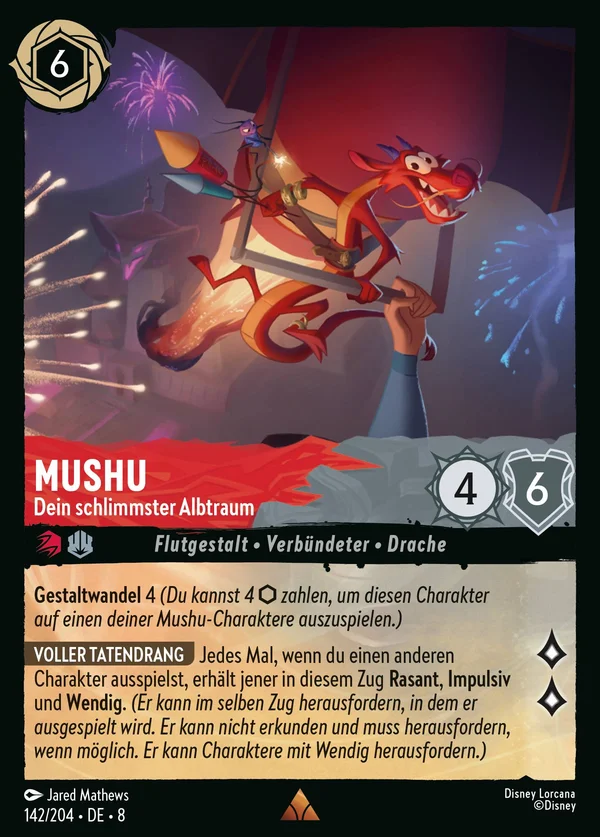 Mushu - Dein schlimmster Albtraum — Disney Lorcana Charakter card from The Reign of Jafar