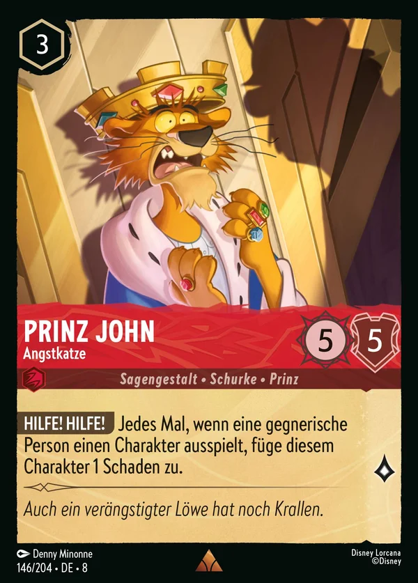 Prinz John - Angstkatze — Disney Lorcana Charakter card from The Reign of Jafar