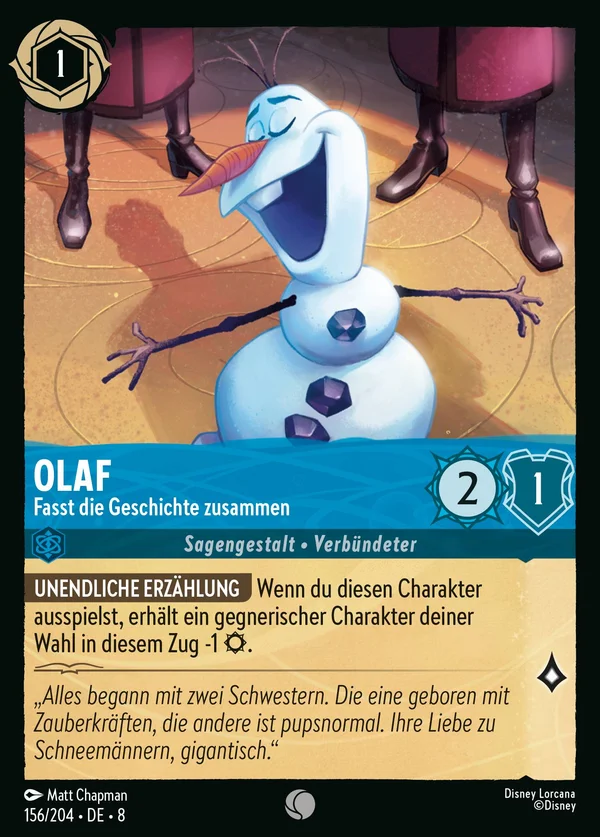 Olaf - Fasst die Geschichte zusammen — Disney Lorcana Charakter card from The Reign of Jafar