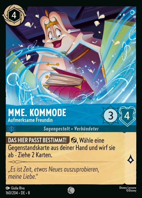 Mme. Kommode - Aufmerksame Freundin — Disney Lorcana Charakter card from The Reign of Jafar