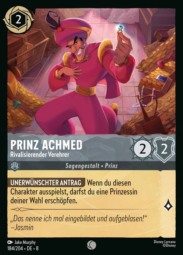 Prinz Achmed - Rivalisierender Verehrer — Disney Lorcana Charakter card from The Reign of Jafar
